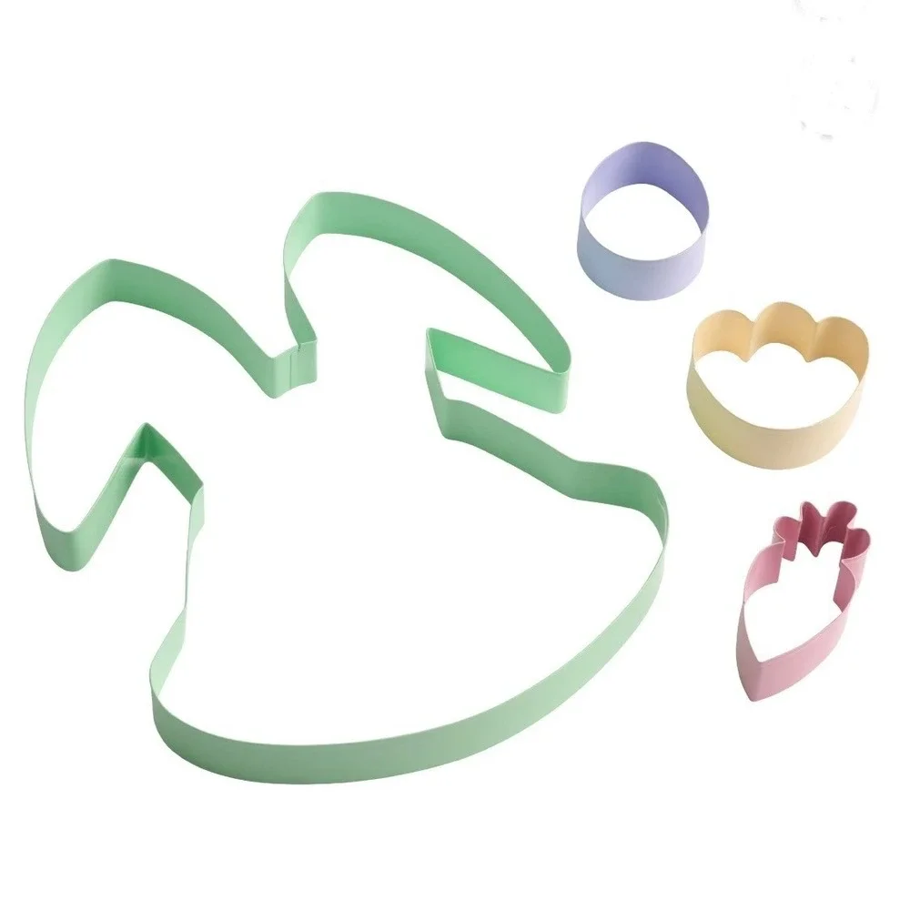 Way to Celebrate‎ Easter Cookie Cutter Set 4pc Bunny Carrot Egg Paw Pastel Metal